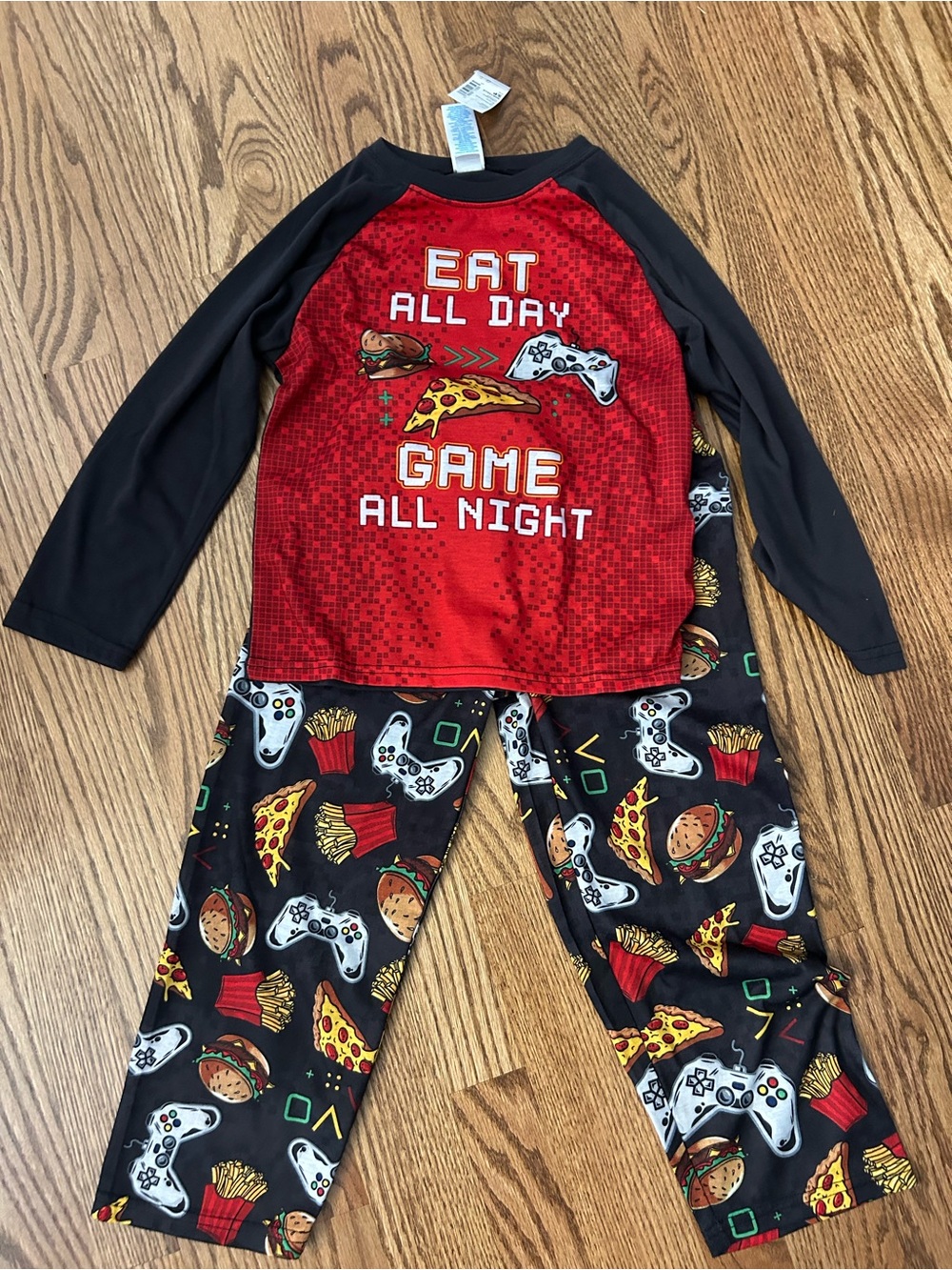 NWT-The Children's Place Red & Black "Eat All Day Game All Night" Pajama Set